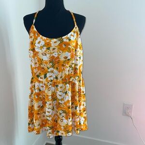 Orange floral romper